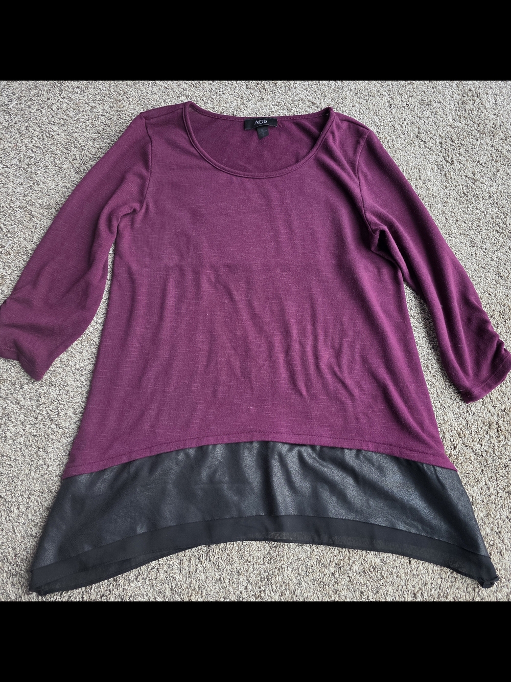 AGB Plum Long Sleeve Layered Hem Tee